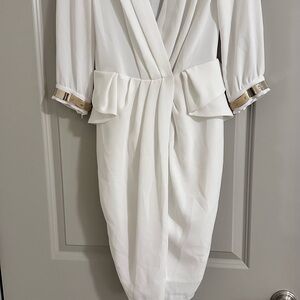 Elegant White Draped Dress Elisabetta Franchi